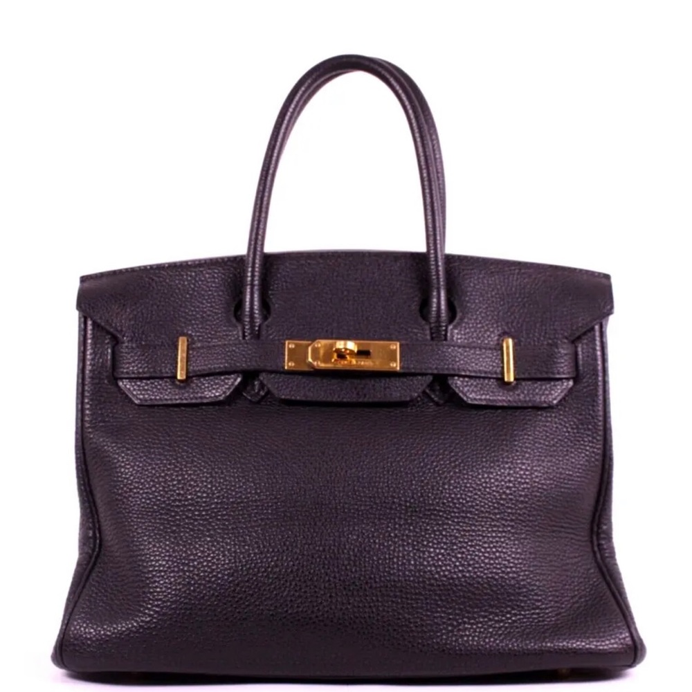 HERMES Black Noir Taurillon Clemence Leather BIRKIN 30 Bag GHW